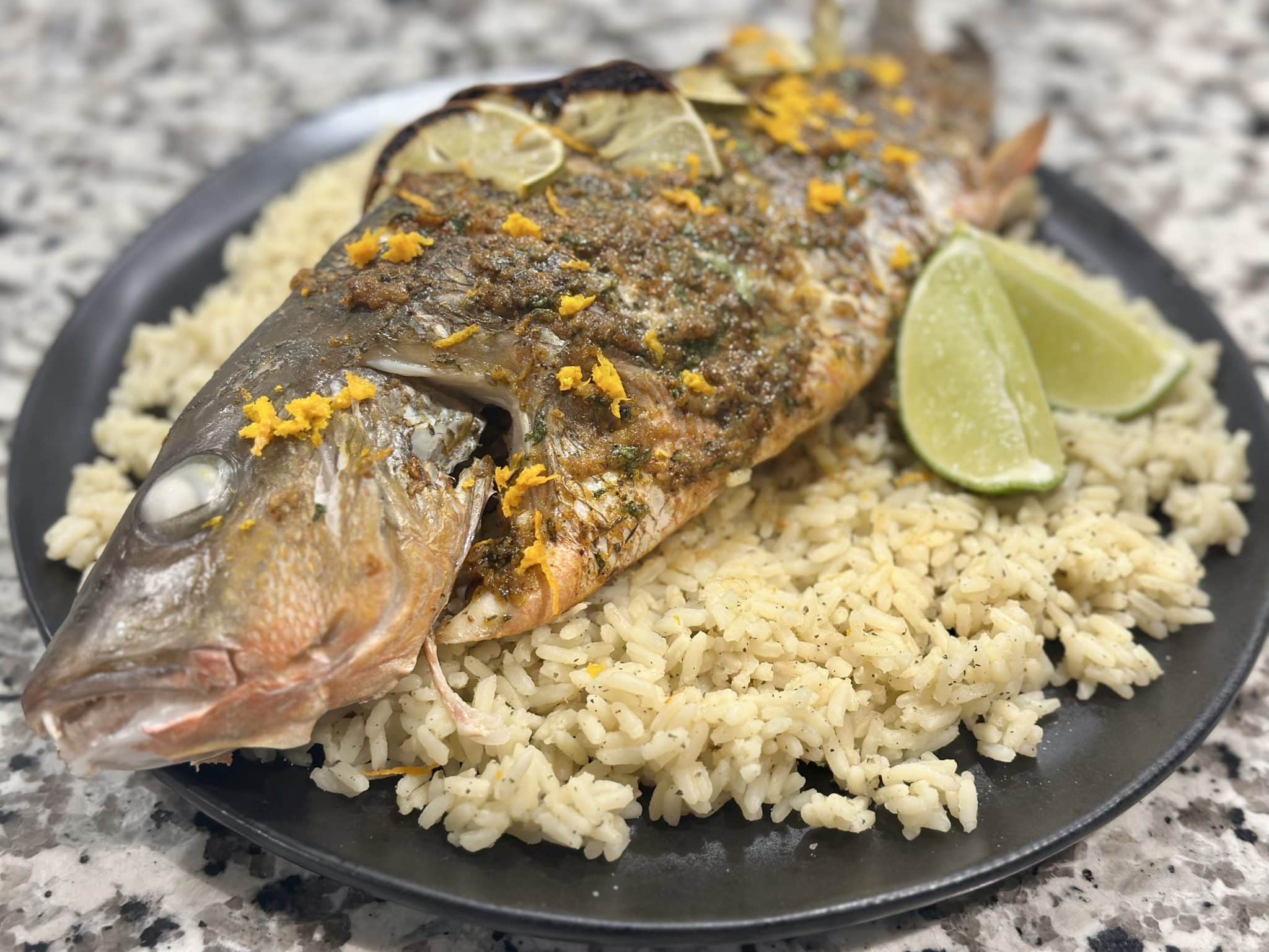 baked whole mangrove snapper